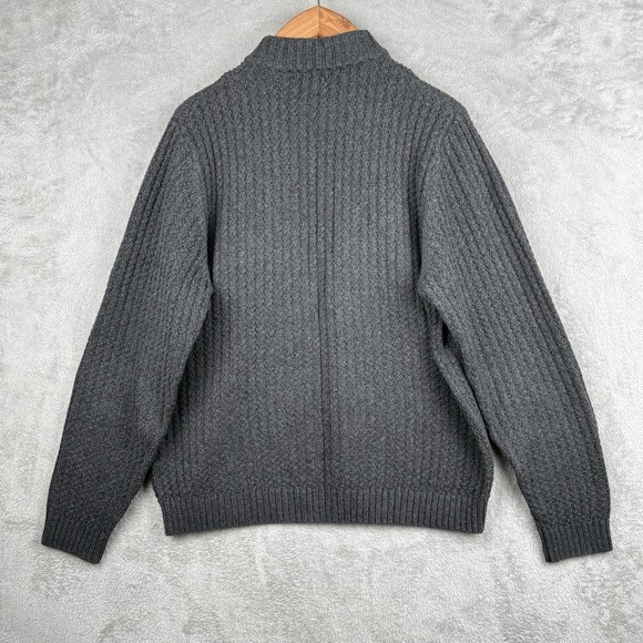 Eddie Bauer Henley Sweater Mens‎ M Gray Cotton Fisherman Heavy Classic Grunge - Picture 2 of 10